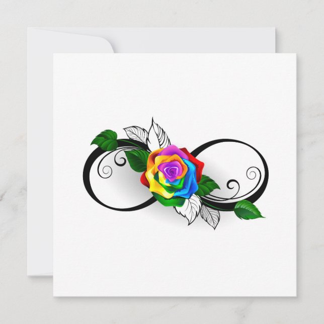 Infinity Symbol with Rainbow Rose Invitation (Front)