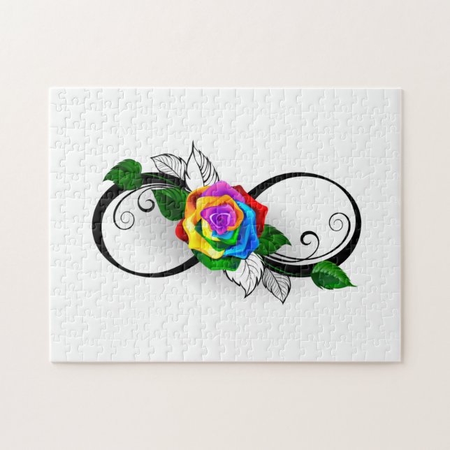 Infinity Symbol with Rainbow Rose Jigsaw Puzzle (Horizontal)
