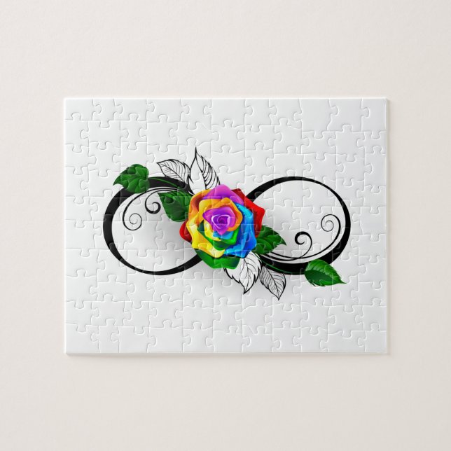 Infinity Symbol with Rainbow Rose Jigsaw Puzzle (Horizontal)