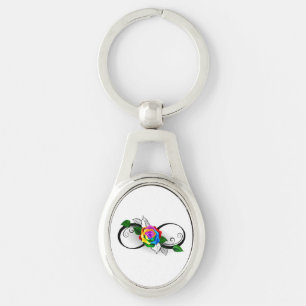 Infinity Symbol with Rainbow Rose Key Ring