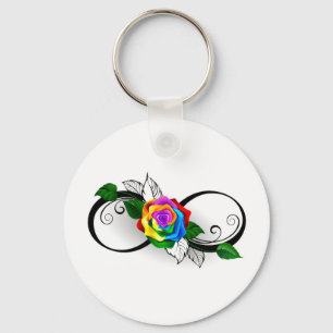 Infinity Symbol with Rainbow Rose Key Ring