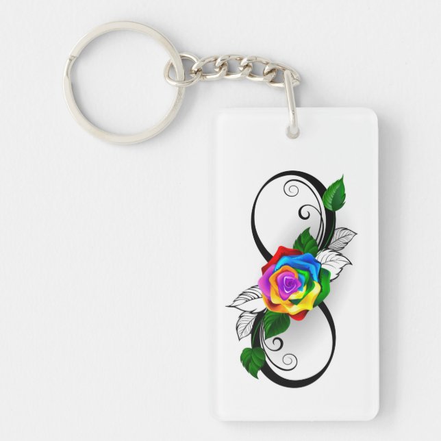 Infinity Symbol with Rainbow Rose Key Ring (Front)