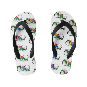 Infinity Symbol with Rainbow Rose Kid's Flip Flops