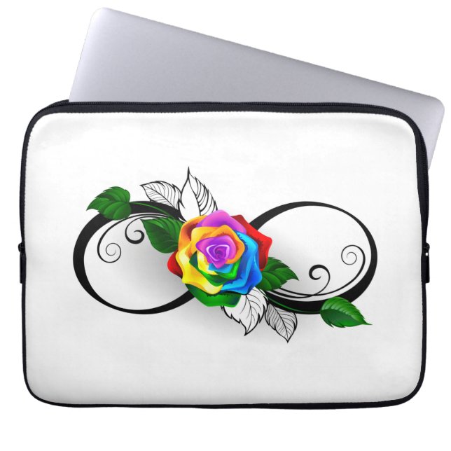 Infinity Symbol with Rainbow Rose Laptop Sleeve (Front)