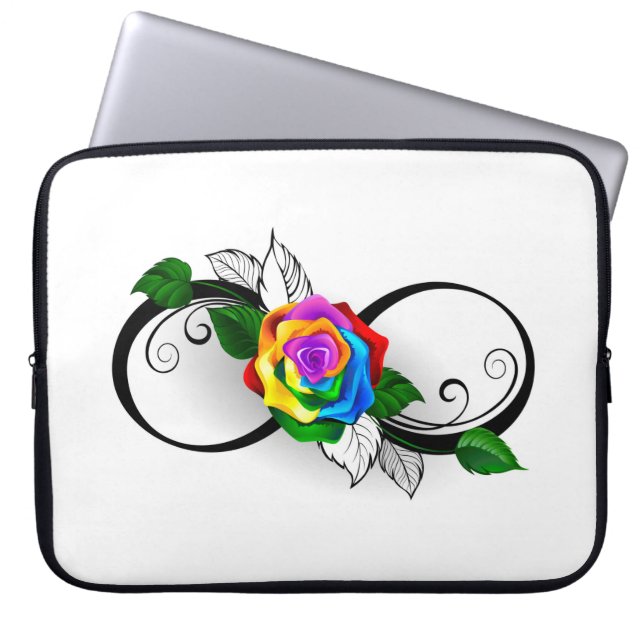 Infinity Symbol with Rainbow Rose Laptop Sleeve (Front)