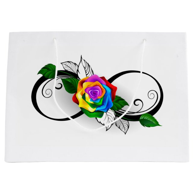 Infinity Symbol with Rainbow Rose Large Gift Bag (Front)
