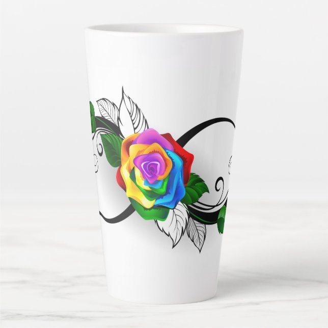 Infinity Symbol with Rainbow Rose Latte Mug (Front)