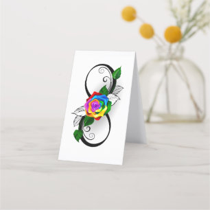 Infinity Symbol with Rainbow Rose Loyalty Card