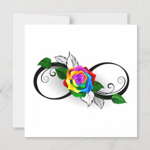 Infinity Symbol with Rainbow Rose Magnetic Invitation