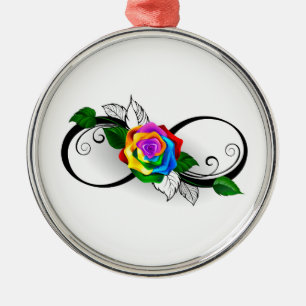 Infinity Symbol with Rainbow Rose Metal Tree Decoration