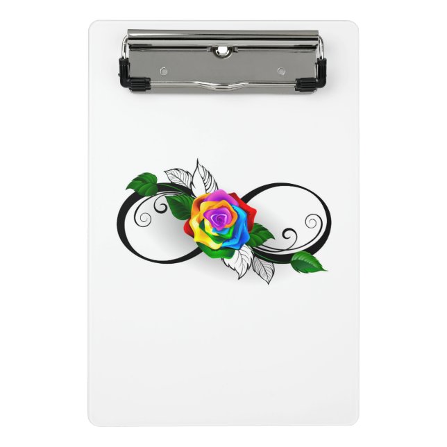 Infinity Symbol with Rainbow Rose Mini Clipboard (Front)