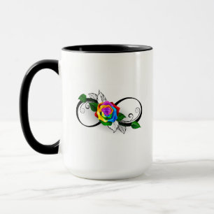 Infinity Symbol with Rainbow Rose Mug