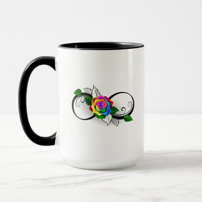 Infinity Symbol with Rainbow Rose Mug (Left)