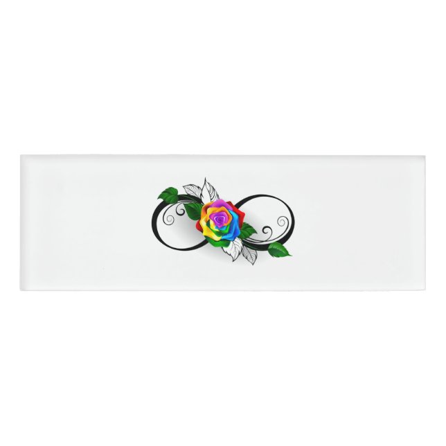 Infinity Symbol with Rainbow Rose Name Tag (Front)