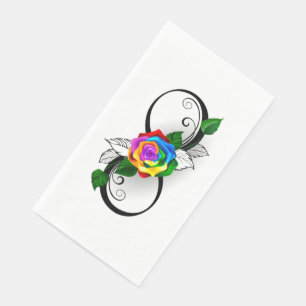 Infinity Symbol with Rainbow Rose Napkin