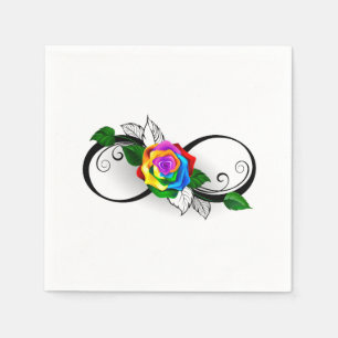 Infinity Symbol with Rainbow Rose Napkin