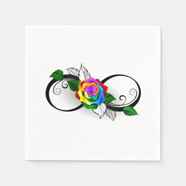 Infinity Symbol with Rainbow Rose Napkin (Front)