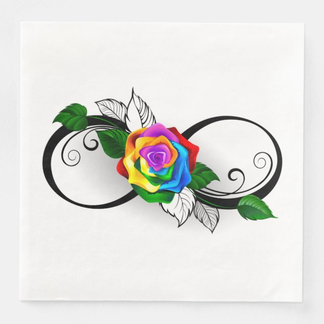 Infinity Symbol with Rainbow Rose Napkin (Front)