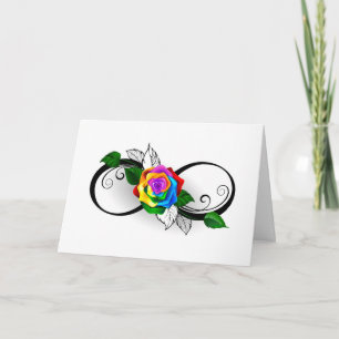 Infinity Symbol with Rainbow Rose Note Card