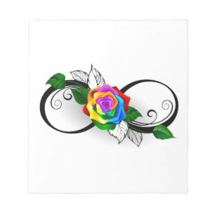 Infinity Symbol with Rainbow Rose Notepad