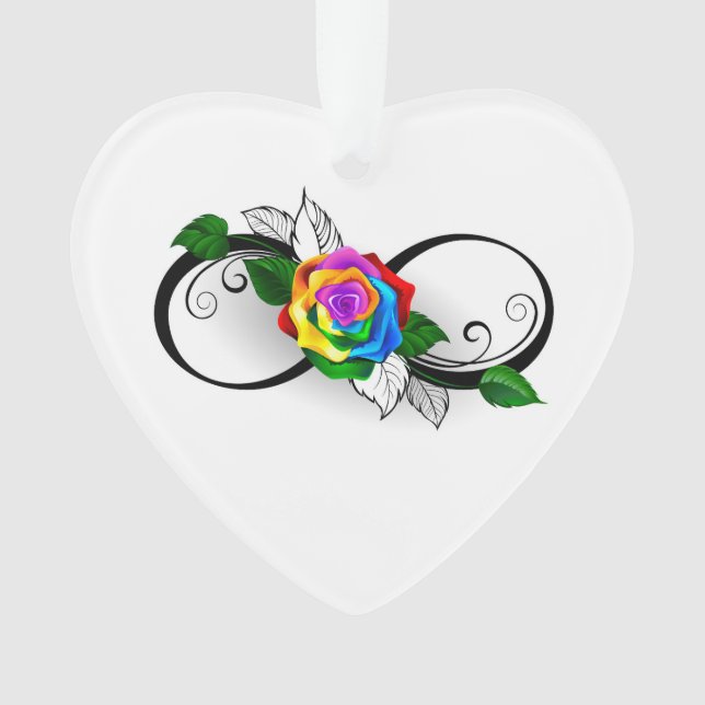 Infinity Symbol with Rainbow Rose Ornament (Front)