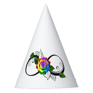 Infinity Symbol with Rainbow Rose Party Hat