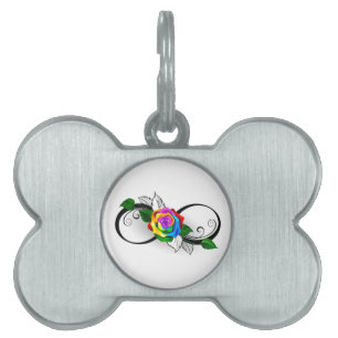 Infinity Symbol with Rainbow Rose Pet ID Tag