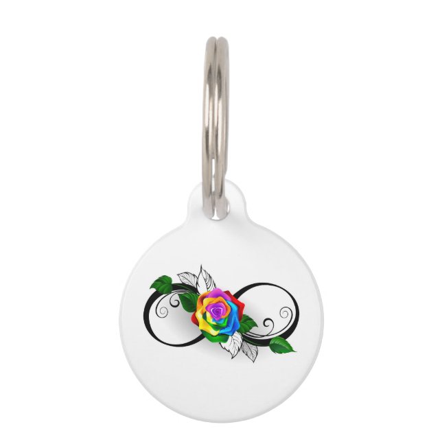 Infinity Symbol with Rainbow Rose Pet Tag (Front)