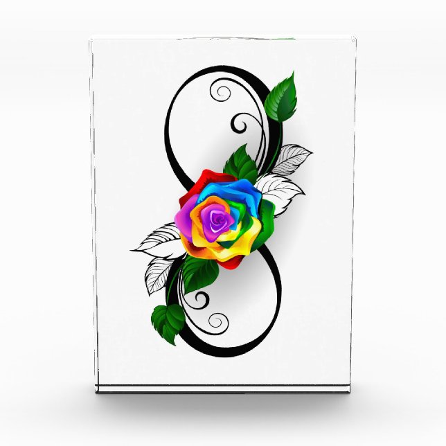 Infinity Symbol with Rainbow Rose Photo Block (Front)