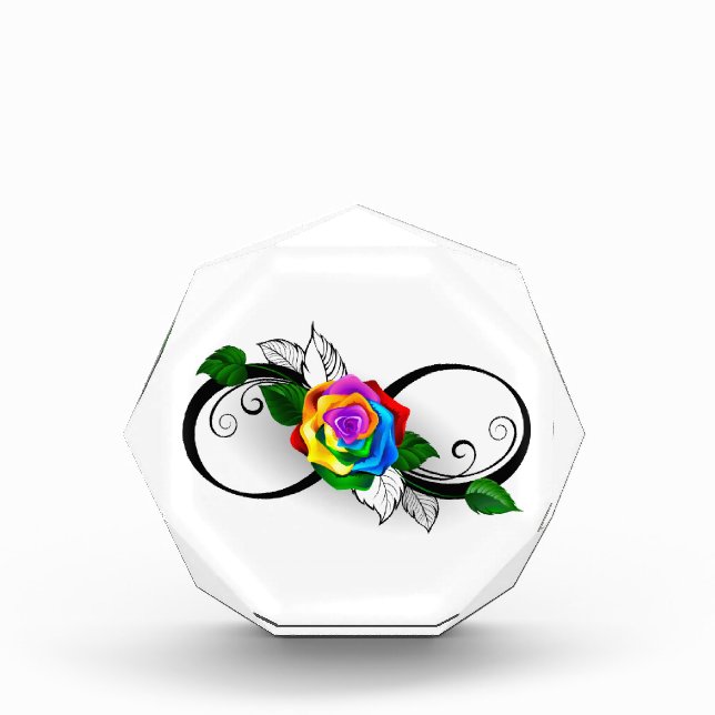 Infinity Symbol with Rainbow Rose Photo Block (Front)