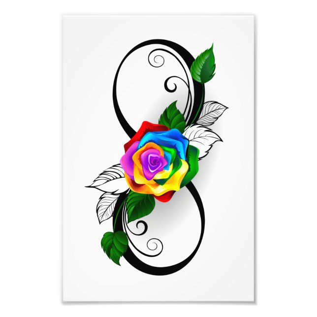 Infinity Symbol with Rainbow Rose Photo Print (Front)