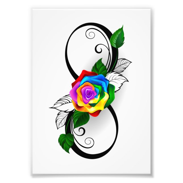Infinity Symbol with Rainbow Rose Photo Print (Front)