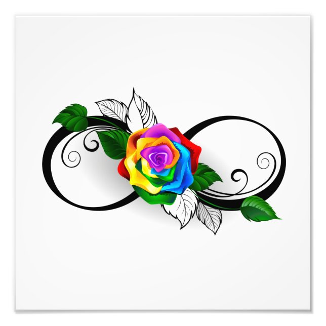 Infinity Symbol with Rainbow Rose Photo Print (Front)