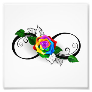 Infinity Symbol with Rainbow Rose Photo Print