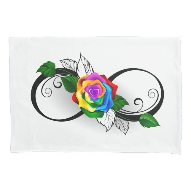 Infinity Symbol with Rainbow Rose Pillowcase (Front)