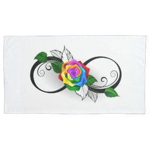 Infinity Symbol with Rainbow Rose Pillowcase