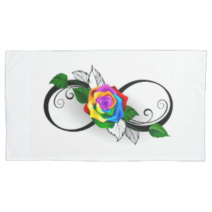 Infinity Symbol with Rainbow Rose Pillowcase