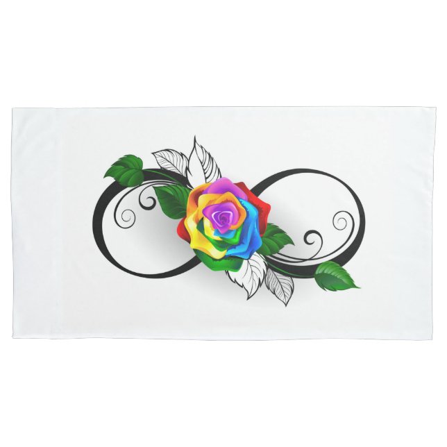 Infinity Symbol with Rainbow Rose Pillowcase (Front)