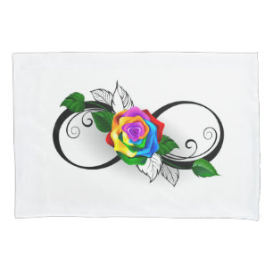Infinity Symbol with Rainbow Rose Pillowcase