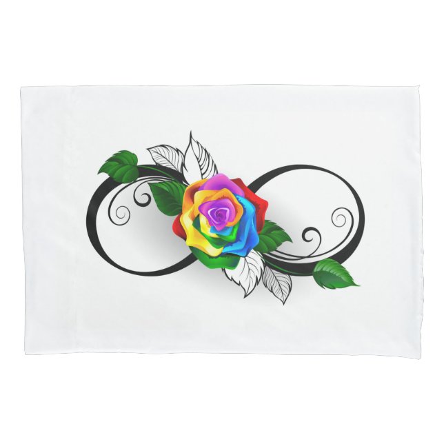 Infinity Symbol with Rainbow Rose Pillowcase (Front-Left)