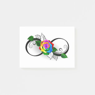 Infinity Symbol with Rainbow Rose Post-it Notes