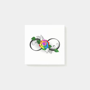 Infinity Symbol with Rainbow Rose Post-it Notes