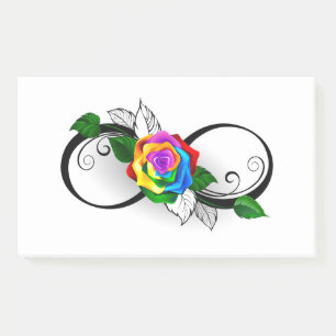 Infinity Symbol with Rainbow Rose Post-it Notes