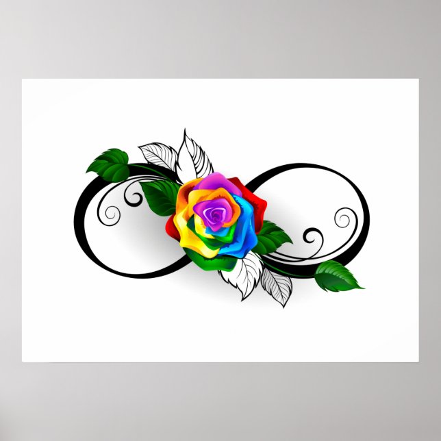 Infinity Symbol with Rainbow Rose Poster (Front)