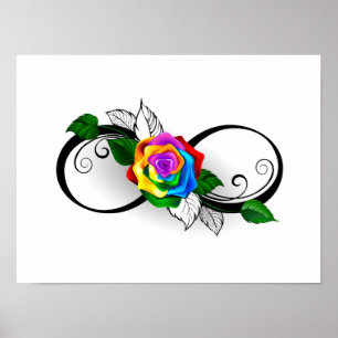 Infinity Symbol with Rainbow Rose Poster