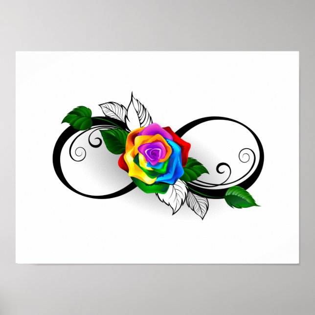 Infinity Symbol with Rainbow Rose Poster (Front)