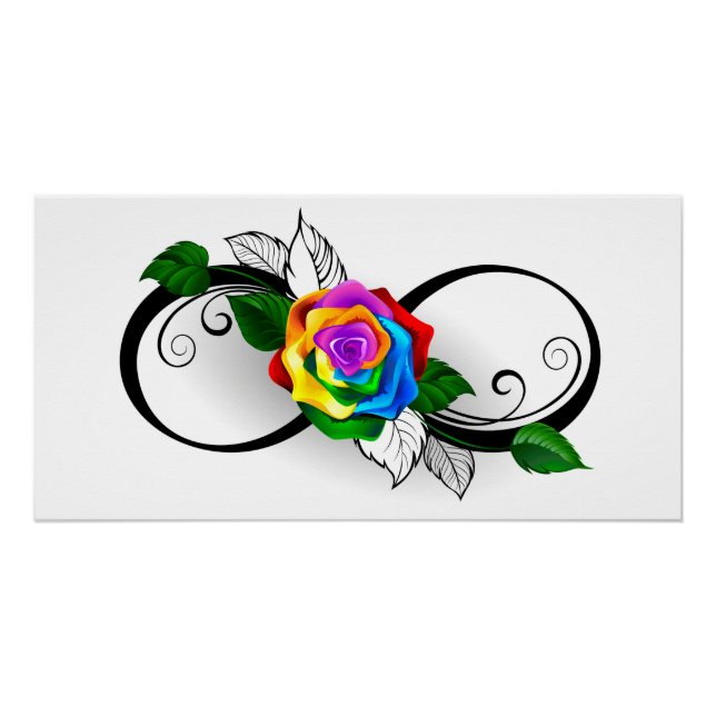 Infinity Symbol with Rainbow Rose Poster (Front)