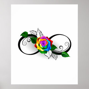 Infinity Symbol with Rainbow Rose Poster