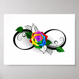 Infinity Symbol with Rainbow Rose Poster