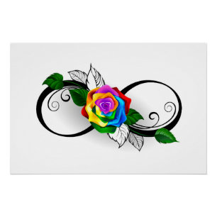 Infinity Symbol with Rainbow Rose Poster